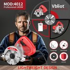 4-3/8-Inch Tile Saw, 1400W 12A Concrete Wet Saw Handheld Cutting Carving Machine, Includes Carbon Brush Wrench Diamond Cutting Disc