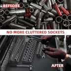 Magnetic Socket Organizer Holder Set – 3-Piece Tool Organizers Including 1/4", 3/8" and 1/2" Drive Socket Holder Metric 68 Pieces Socket Trays (Sockets are not Included)