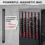 3-Piece Magnetic Socket Organizer, Heavy Duty Aluminum Socket Rails Organizer, 360° Swivel Clips Socket Holder Kit for Tool Box, 1/2, 3/8, 1/4-Inch Socket Holder x 40 Clips (Red)