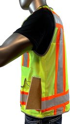 A Reflective Safety Vest For men Class 2 Heavy Woven Two Tone Engineer Hi Viz Safety Vest 3M Tape