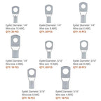 Wirefy 120 PCS Tinned Copper Wire Lugs Kit - Battery Lugs - Crimp Battery Cable Ends - Ring Terminals - 10-4 Gauge