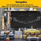 Wrench Roll 32 Pockets, Heavy-Duty 16 oz. Waxed Canvas Wrench Roll Up Bag Holds Wrench Wrap for Metric and SAE Wrenches, Wrench Pouch with Buckles and Handle, Sturdy Wrench Tool roll (Black)
