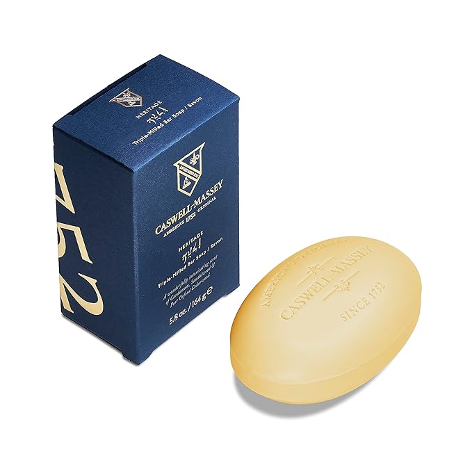 Caswell-Massey 2571 Natural Bar Soap for Men, Moisturizing Body Soap Bar for All Skin Types, Made with Essential Oils & Plant-Based Formula for Soft Skin, Made in USA, 5.8 oz