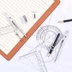Math Geometry Kit Sets 10 Piece Student Supplies with Shatterproof Storage Box,Includes Rulers,Protractor,Compass,Eraser,Pencil Sharpener,Lead Refills,Pencil,for Drafting and Drawings（Grey）