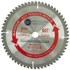Benchmark Abrasives TCT 7 1/4 Inch Circular Saw Blade, Tungsten Carbide Tipped Non Ferrous Metal Cutting Saw Blades for Cutting Plastic, Fiberglass, PVC, Aluminum Cutting Blade - ‎(7-1/4" 60 Teeth)