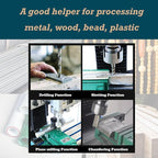 Mini Drilling and Milling Lathe Machine Benchtop for Metal Wood Working with Metric Scale Adjustable Speed MT3 Spindle Taper Emergency Stop Switch 1100W