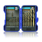 Cobalt Drill Bit Set, 15pcs Twist Jobber Length Drill Bit Kit for Hardened Metal, Cast Iron, Stainless Steel, Plastic and Wood, with Indexed Storage Case 1/16"-3/8", M35 HSS, 135 Degree Tip