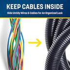 GS Power 3/8 Inch x 50 Ft Split Wire Loom Tubing, Split Cable Sleeve Cord Protector for Industrial Electrical Wires, Automotive Wire Cover Flexible, High Temperature Cable Conduit, Wrap