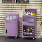 INTERGREAT Purple Tool Chest, 5-Drawer Rolling Storage Cabinet, Detachable Top Tool Box - Lockable Wheels, Garage & Workshop Barbershop Tool Cart