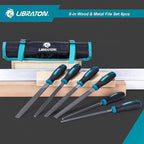 Libraton 6PCS Metal File Set, Metal Files, Metal Files for Steel, 5 Metal Rasp Files, 1 Wood File, 8" High-Carbon Steel Files with Rubber Handle, for Metalworking & Woodworking