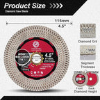 Diamond Tile Saw Blade - 4.5''(115mm) Cutting and Grinding Disc Wheel for Porcelain Ceramic Tile Marble Granite Artificial Stone with X Mesh Rim for Angle Grinder