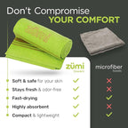 Zumi MINI 100% Cotton Camping Travel Towel - Small, Ultralight, Fast Drying, Highly Absorbent, Soft and Gentle on The Skin, Safe for The Planet (28" x 13" White)