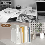 Vertical File Organizer for Desk - Metal Mesh File Holder with 5 Compartments, File Folder Rack & Document Storage Stand, File Sorter for Office/Home/School Use - 9.3" x 8.5" x 7.9"