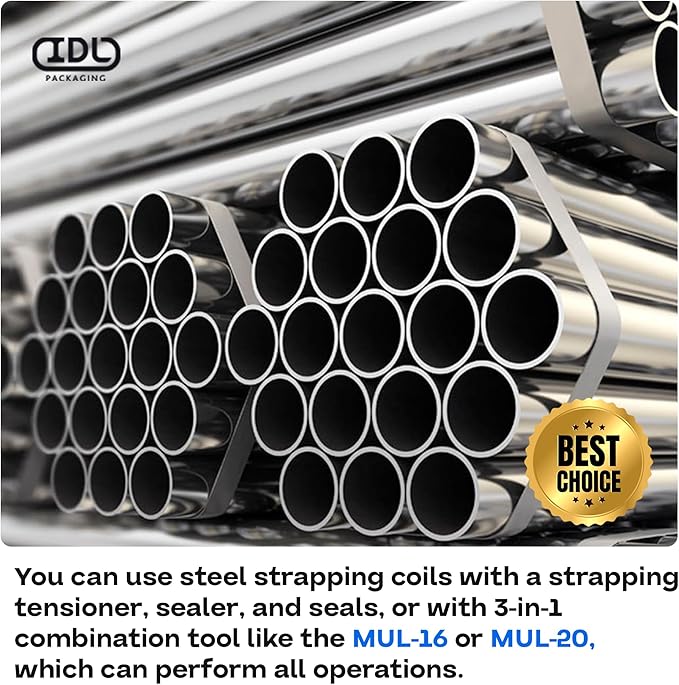 IDL Packaging 5/8" x .020" x 200' Steel Strapping Coil, 1400 Lbs Break Strength in Self-Dispensed Сardboard Box - Portable Strong Banding with Superior Cut-Resistance (Pack of 3)