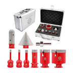 Diamond Core Drill Bit Set - FOCSTOL 9pcs Diamond Hole Saw Kit for Porcelain Tile Ceramic Marble Granite (6/8/10/20/35/50mm+20mm Finger Milling Bit+50mm Beveling Chamfer Bit+Hex)