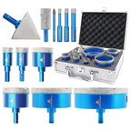 Diamond Core Drill Bit Set - BRSCHNITT Diamond Hole Saw Kit for Porcelain Tile Ceramic Marble Granite Drilling,Triangle Shank Drill（6+6/8/10/20/25/35/50/75/100mm&20finger bit&50chamfer bit）.