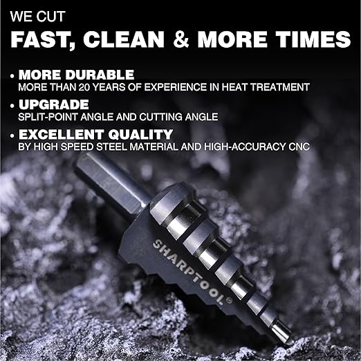 1/4 to 2 Inches M2 HSS Step Drill Bit, Large Unibit for Cutting Holes on Stainless Steel, Metal, Wood & Plastic (2")