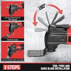 Cordless Oscillating Tool Compatible with Milwaukee 18V Battery, 6 Variable Speed Brushless-Motor Tool, Oscillating multi tool kit for Cutting Wood Nails Remove Grout & Sanding(Not Battery)