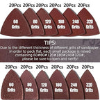 246Pcs Oscillating Tool Sanding Pad Kit, 3Pcs Triangle Sanding Pads and 3Pcs Finger Sanding Pad, 240Pcs Sandpaper, for Wood/Plaster Polish Sanding, & Other Surfaces, Compatible with Multiple Tools