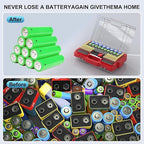 Battery Organizer Storage Holder Box Case with Tester, Ultra-Large 280+ Batteries Double-Sided Variety Pack,Holds AA AAA 4A C D Cell 9V 3V Lithium18650 LR44 CR2 CR123 CR1632 - Red
