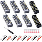 Terminal Block (8 Sets) 8Pcs 6 Positions Dual Row 600V 15A Screw Terminal Strip Blocks with Cover&8Pcs Pre-Insulated Barrier Termina Block Strip& 48Pcs Insulated Fork Wire Connector