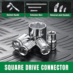 SK 3/8" Drive Socket Set, SAE Sockets, 13-Piece, 1/4" to 1", SuperKrome Finish, Premium CR-V Construction, with Aluminum Socket Organizer