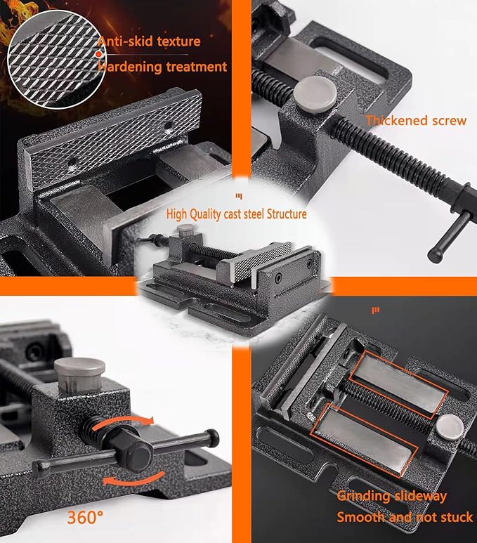 MYTEC Drill Press Vise, 4.0" Black, Quick Release Workbench Industrial Vise Clamp, High-grade cast steel Bench Clamp