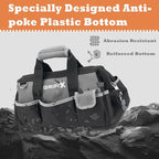 16-inch Tool Bag, Portable Tool Box Organizer Storage, Wide Mouth Tool Tote Bag with Large Zipper, 17-Pocket Adjustable Shoulder Strap and Ergonomic Handle (16" Molded Base)