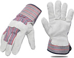 5 Pair Pack Leather Palm Work Gloves Cowhide Leather Suede Finish A Grade Premium