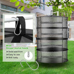Herb Drying Rack Net Mesh with Black Zippers Hydroponics, Bonus Hook Scissor Drying Rack 2ft for Plant Bud Seed, Mesh Hanging Plant Dry, Herb Dry Net for Garden (4 L, Black Zipper)