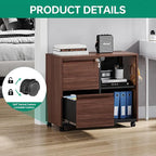 Letaya Mobile 2 Drawer File Cabinet with Lock, Metal Lateral Printer Stand Filing Storage Cabinets with Shelves for Home Office-A4/F4/Letter (Charging Socket)
