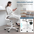 Drafting Chair, Tall Office Chair with Flip-up Armrests Executive Ergonomic Computer Standing Desk Chair, Office Drafting Chair with Lumbar Support and Adjustable Footrest Ring
