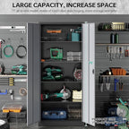 SISESOL Metal Storage Cabinet with 2 Doors and 6 Shelves,Gray Metal Cabinet with Lock,71" Lockable Garage Storage Cabinets,Locking Steel Cabinets for Home,Office,Garage,School