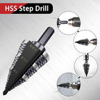1/4 to 1-3/8 Inch Step Drill Bit, M2 High-Speed Steel Double Fluted Drill bits, Straight Grooved Step Drill Bit for Hole Drilling in Stainless Steel, Copper, Aluminum, Wood, Plastic