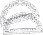 EBOOT Plastic Protractor Math Protractors 180 Degrees, 6 Inch, Pack of 2 (Clear)
