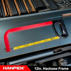 12in. High-Tension Hacksaw Frame with 24 TPI Bi-metal Blade, Hand Saw Suitable for Metal, wood, PVC, Carpentry（Black Handle）