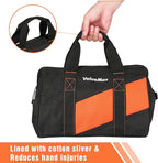 ValueMax 13-Inch Small Tool Bag, Wide Mouth Tool Bag with 12 Storage Pockets, Heavy Duty Orange Tool Tote Organizer