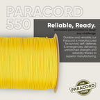 The Paracord Store | Type III 550 Paracord - 250 FT Spool, Yellow | Heavy Duty 7 Strand Tactical Paracord - USA Made Nylon Outdoor Parachute Cord for Camping, Fishing & More - Survival Cord