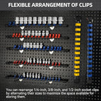 Socket Organizer Drive ABS Tools - Yellow Socket Holder, Premium Quality 9 Pieces Socket Holders Kit 1/4-Inch x 48 Clips, 3/8-Inch x 45 Clips, 1/2-Inch x 36 Clips（9PC,Yellow)
