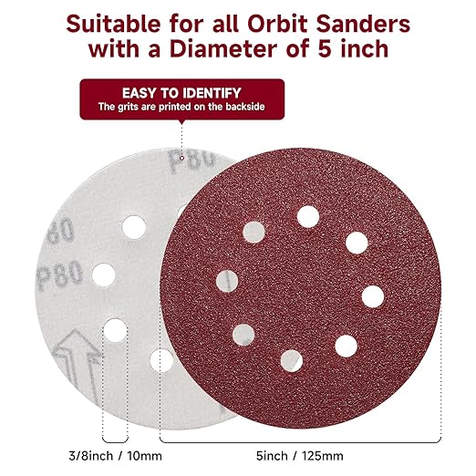 100 PCS 5 Inch Sanding Discs 2000 Grit, Round Hook and Loop Sandpaper for Random Orbital Sander