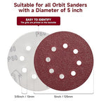 100 PCS 5 Inch Sanding Discs 600 Grit, Round Hook and Loop Sandpaper for Random Orbital Sander