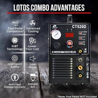 LOTOS CT520D 50 AMP Air Plasma Cutter, 200 AMP Tig and Stick/MMA/ARC Welder 3 in 1 Combo Welding Machine, 5/8 Inch Clean Cut, Brown