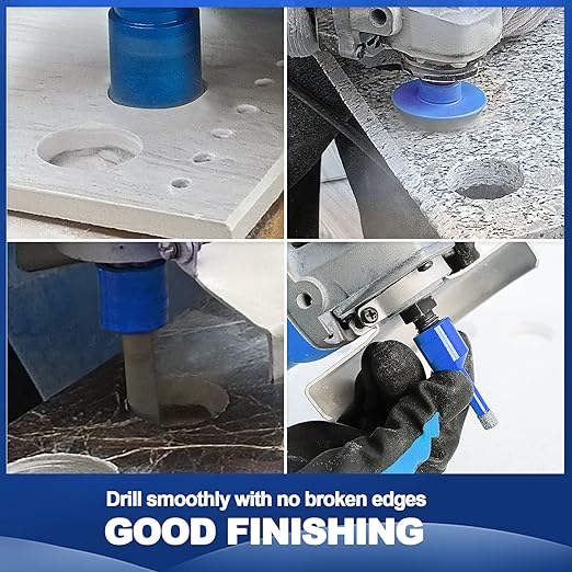Diamond Core Drill Bit Set for Porcelain Tile Ceramic Marble Granite Drilling,BRSCHNITT 9pcs Vacuum Brazed Diamond Hole Saw with 5/8-11 Thread （1/4" 3/8" 4/5" 1-3/8" 2" 2-1/2"）