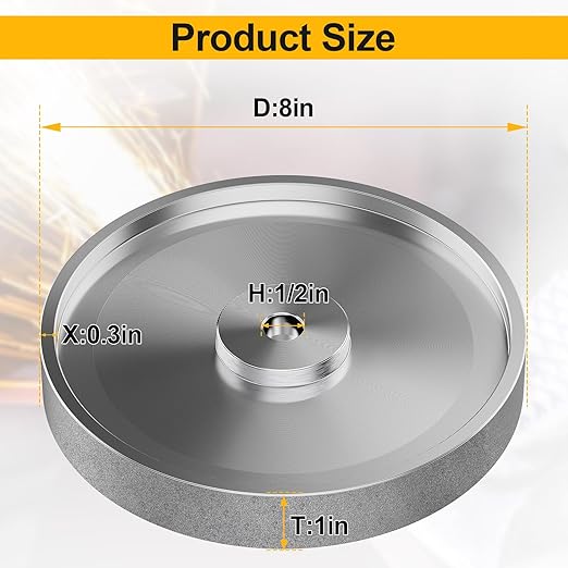 CBN Grinding Wheel 8 inch, Dia x 1 Inch Wide x 5/8" Arbor, Suitable for Sharpening Woodturning Tools, High Speed Steel Tools, 8 inch Bench Grinders