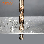 KENDO 15PCS Cobalt Drill Bit Set (1/16"-3/8"), M35 High Speed Steel,Twist Jobber Length for Hardened Metal, Stainless Steel, Cast Iron, Wood and Plastics, with Metal Index Storage Box