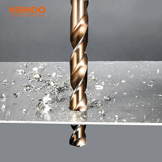 KENDO 29PCS Cobalt Drill Bit Set (1/16''-1/2''), M35 High Speed Steel, Twist Jobber Length for Hardened Metal, Stainless Steel, Cast Iron, Wood and Plastics, with Metal Index Storage Box
