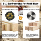 6-1/2 Inch Circular Saw Blade 24 Teeth,6-1/2 Saw Frame Ultra Fine Finish Circular Saw Blade,Compatible with for DEWALT,Makita,Skil Circular Saw,for Cutting Lumber,Plywood Material,5/8 Inch Arbor