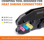 Wirefy Crimping Tool For Heat Shrink Connectors - Ratcheting Wire Crimper - Crimping Pliers - Ratchet Terminal Crimper - Wire Crimp Tool for Your Kit