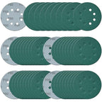 5 Inch 8 Hole Sanding Discs, 50 Pcs Wer Dry Sandpaper 80 Grit Hook and Loop Green Polyester Film Backed Sanding Disc for Random Orbital Sander Wood Car Metal Plastic (80 Grit, 50 Pack)