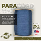 The Paracord Store | Type III 550 Paracord - 250 FT Spool, Royal Blue | Heavy Duty 7 Strand Tactical Paracord - USA Made Nylon Outdoor Parachute Cord for Camping, Fishing & More - Survival Cord